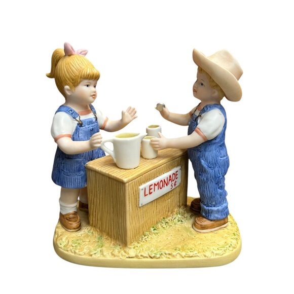 Home Interiors 1999 Denim Days Fresh Lemonade Danny Porcelain Figurine - Picture 1 of 8